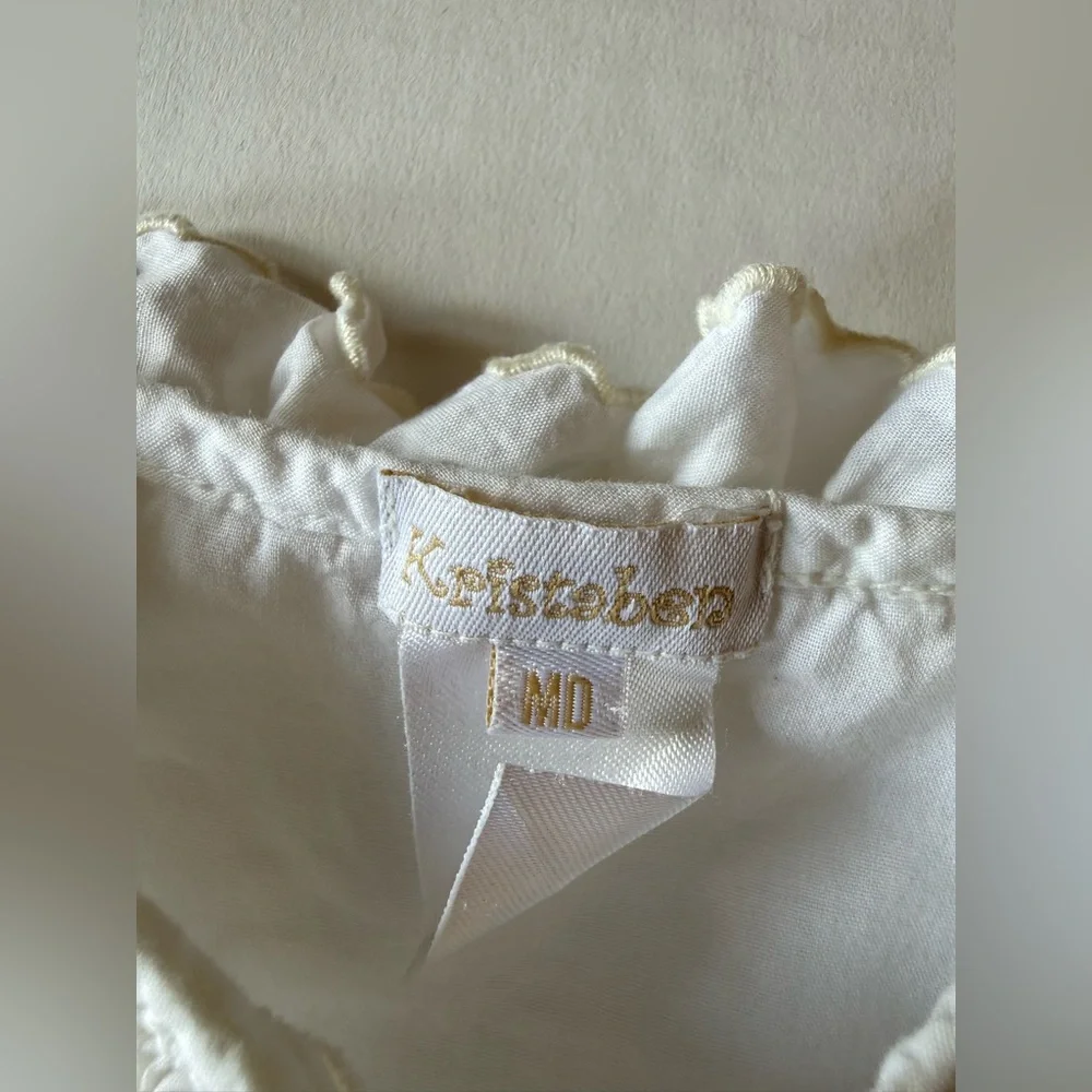 White Ruffled Button-Front Daygown - Picture 3 of 3